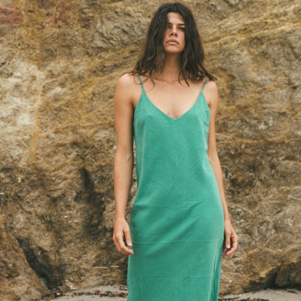 Ozma Silk Green Slip Dress XS